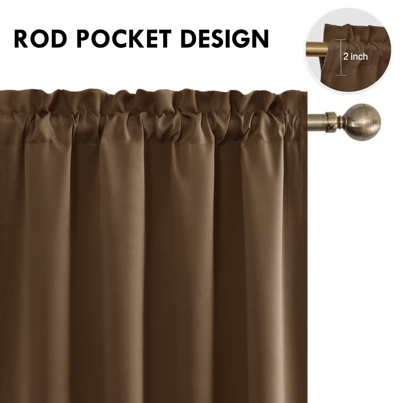 DWCN Blackout Curtains Room Darkening Thermal Insulated Bedroom Curtains Window Curtain Panels, 52 x 54 inches Long, Set of 2 Brown Rod Pocket Drapes - Image 4